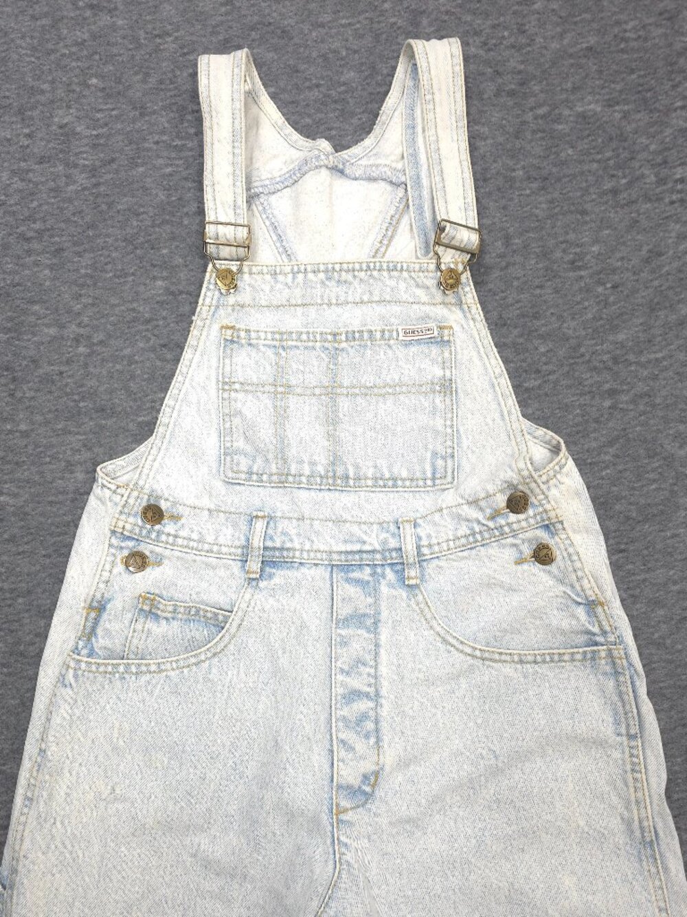Vintage GUESS Denim Overalls Size 3 Made USA Light Wash